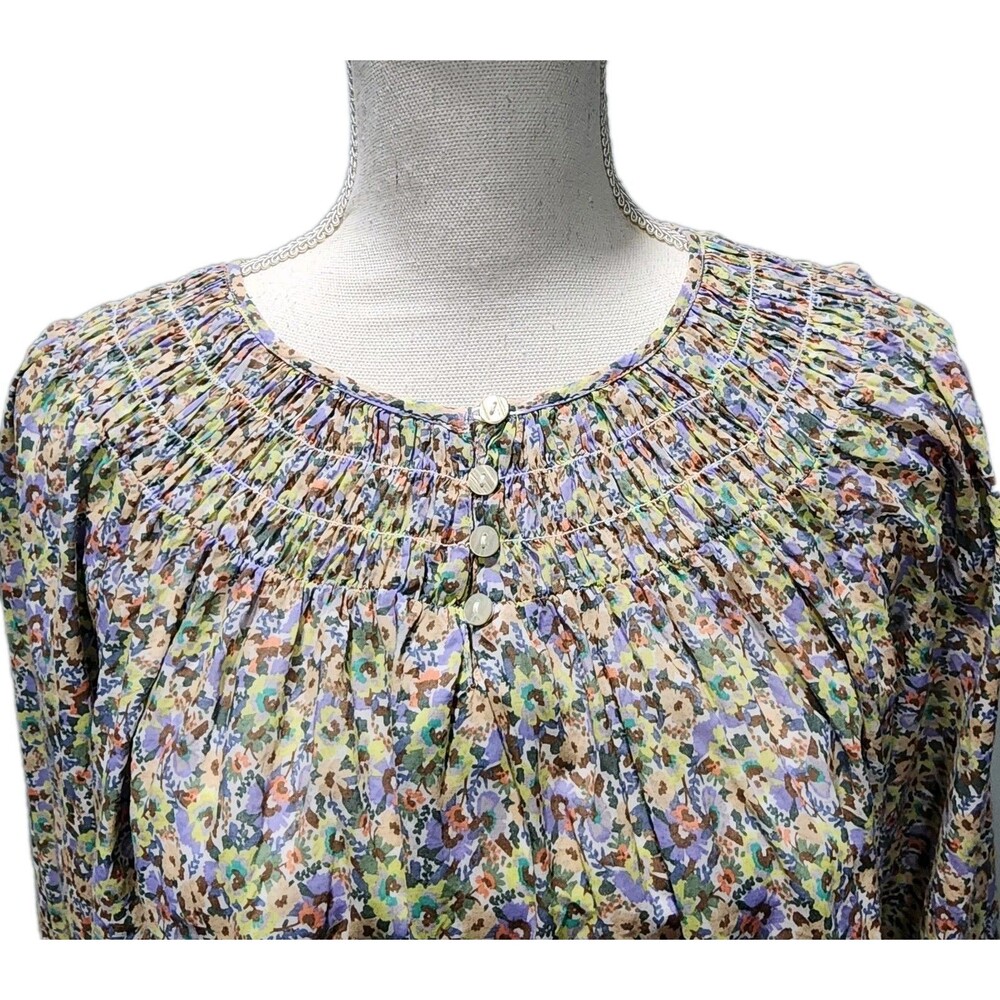 Lucky Brand Women's Smocked Long-Sleeve Blouse Medium - Picture 4 of 9
